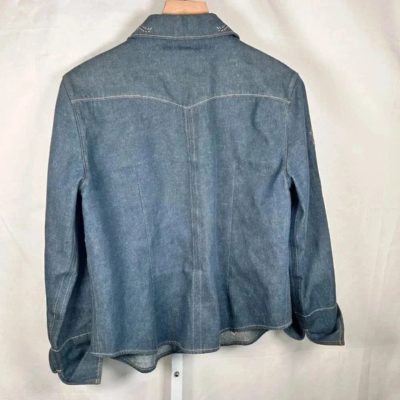 Coldwater Creek Size Medium Denim Floral Embroidered Jacket Casual - Picture 2 of 13